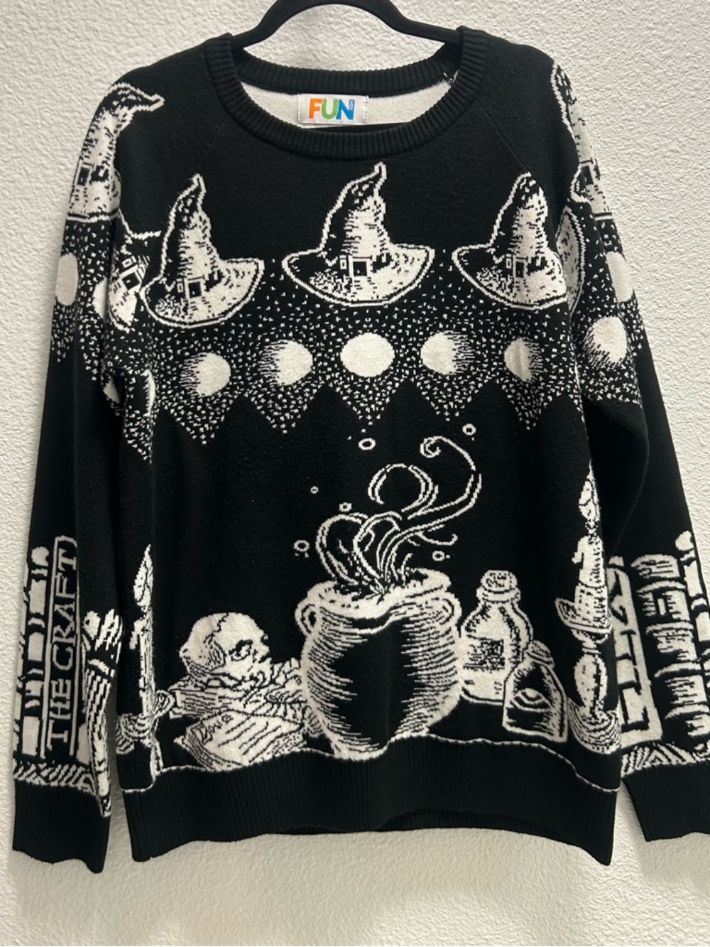 Black & White Witch Cauldron Crewneck Sweater - Semi-reversible